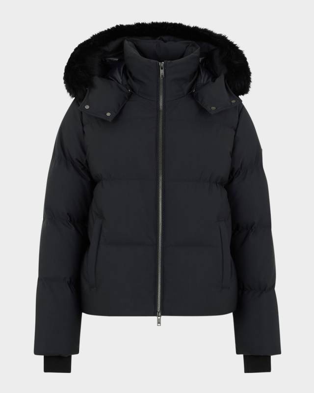Misti Nyluxe Puffer Jacket with Detachable Hood & Shearling Trim